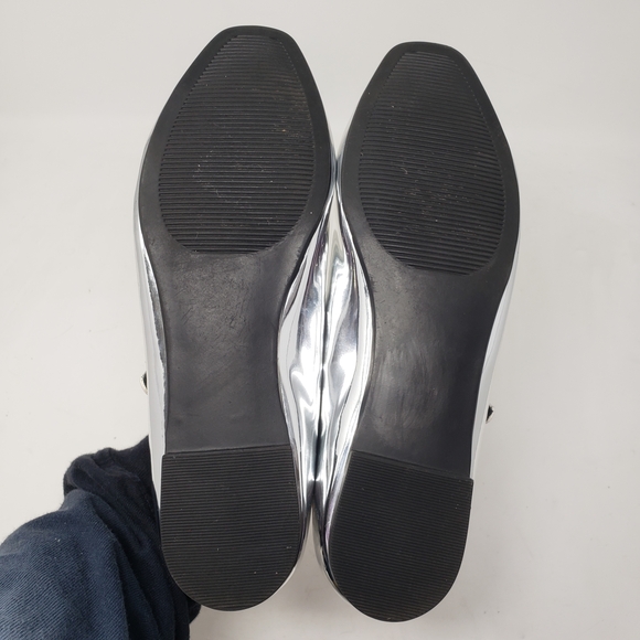 Steve Madden Caddie Metallic Silver Mary Jane Flats Size 8 - Picture 6 of 7